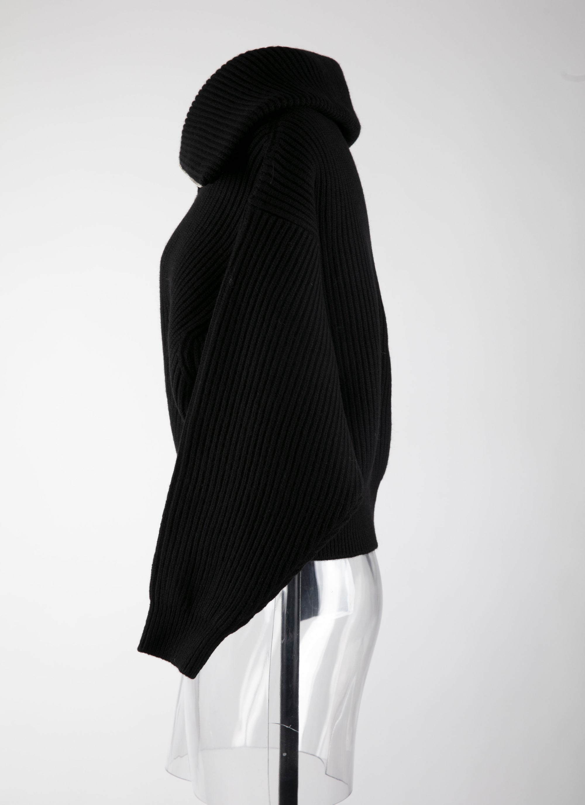 Pull col zippé en laine - Noir