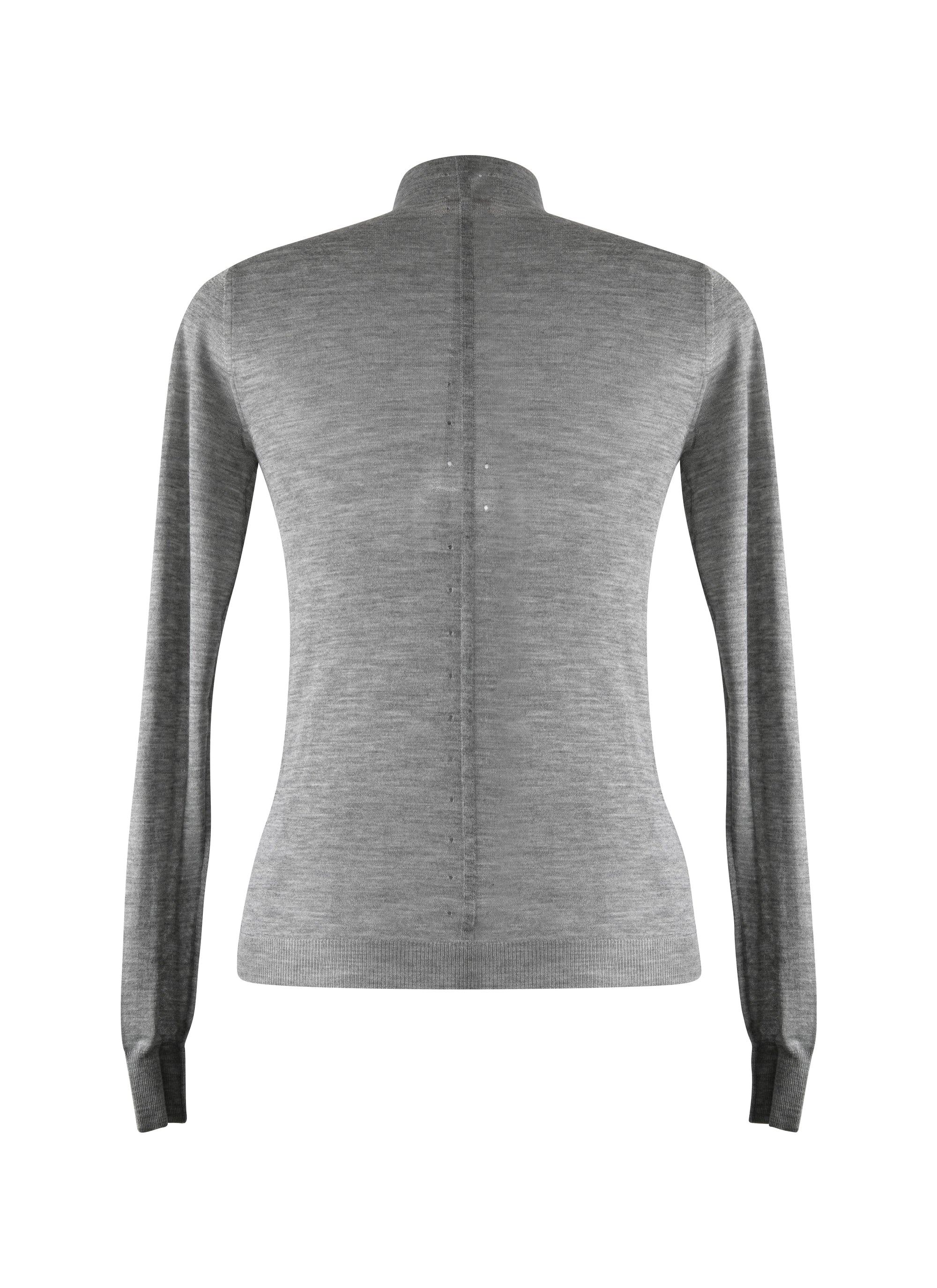 Pull à manches longues à col roulé en cachemire - Gris chiné
