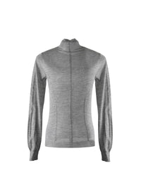 Pull à manches longues à col roulé en cachemire - Gris chiné