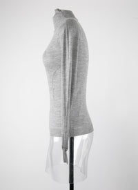 Pull à manches longues à col roulé en cachemire - Gris Chine