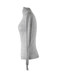 Pull à manches longues à col roulé en cachemire - Gris chiné