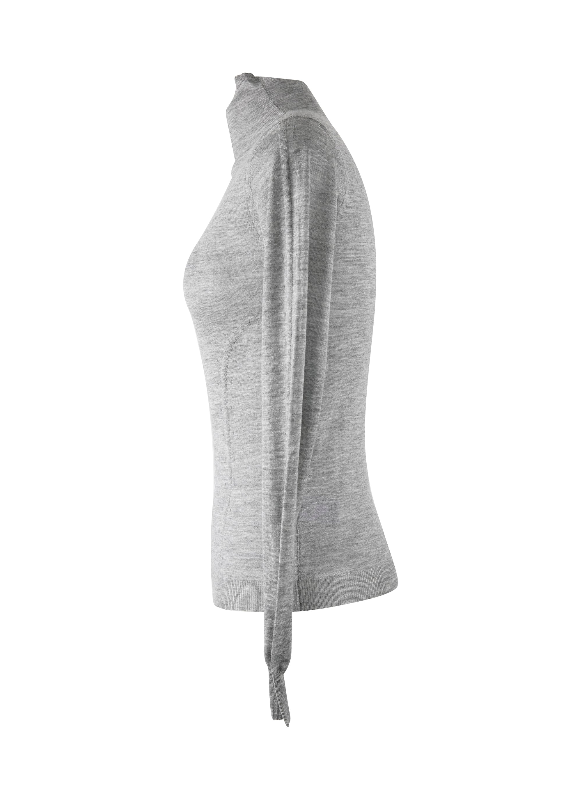 Pull à manches longues à col roulé en cachemire - Gris chiné
