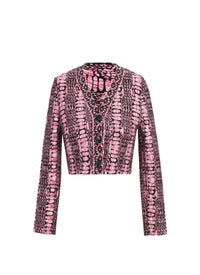 Python print cropped cardigan - Black & Pink