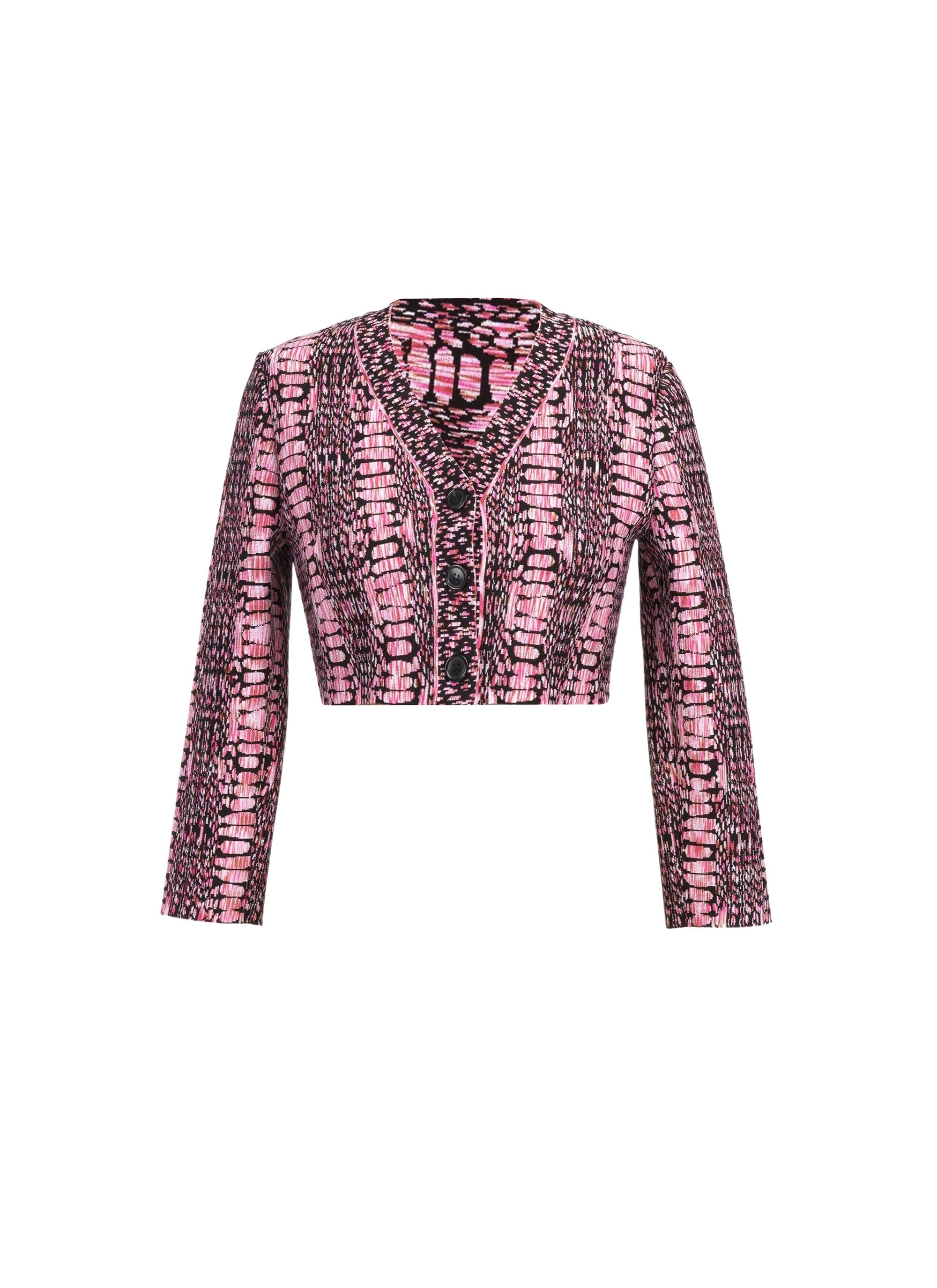 Cardigan court imprimé python - Noir & Rose