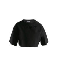Pull court à manches courtes - Noir Alaia