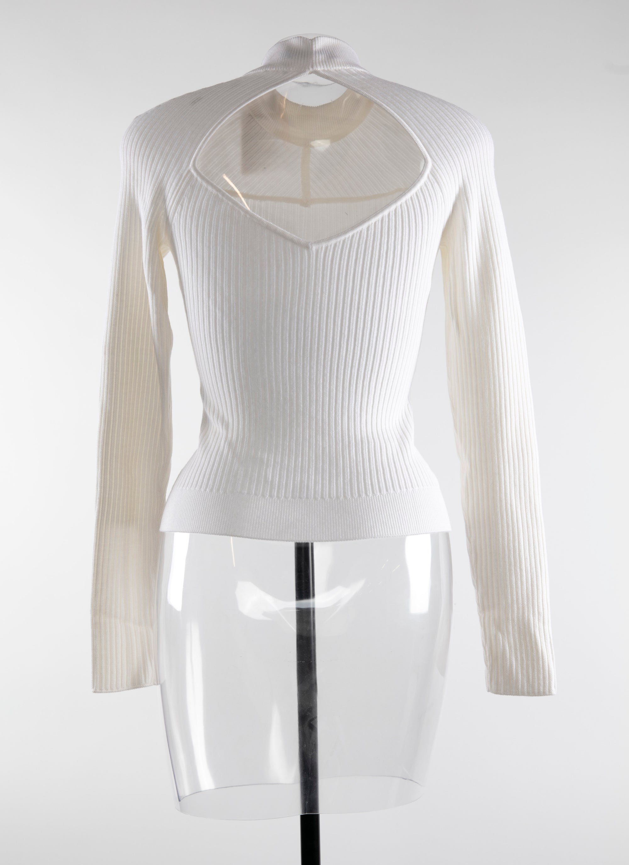 Pull dos nu à manches longues - Blanc