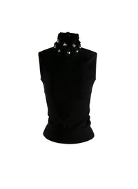 Top col haut sans manches - Noir Alaia