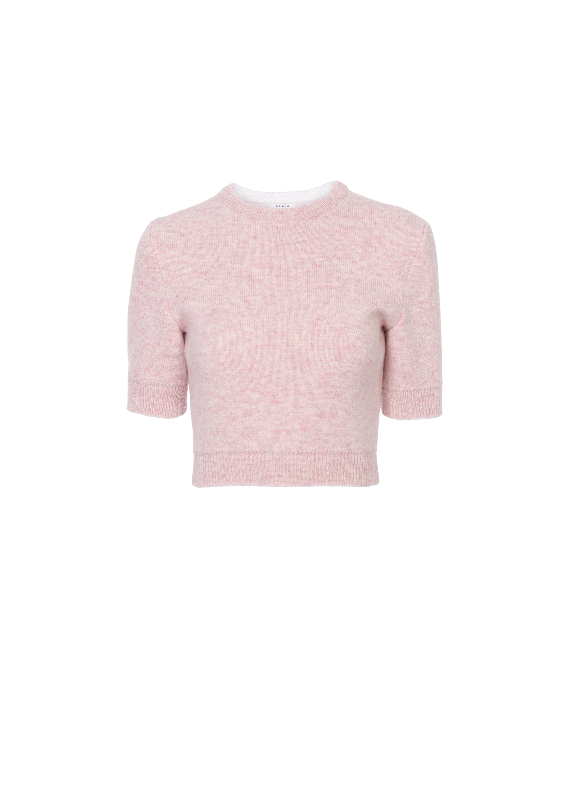 Wool short-sleeved jumper - Mottled pink