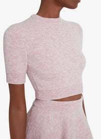 Wool short-sleeved jumper - Mottled pink