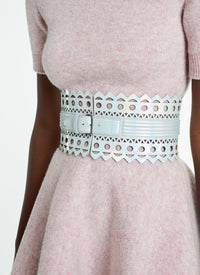 Wool short-sleeved jumper - Mottled pink