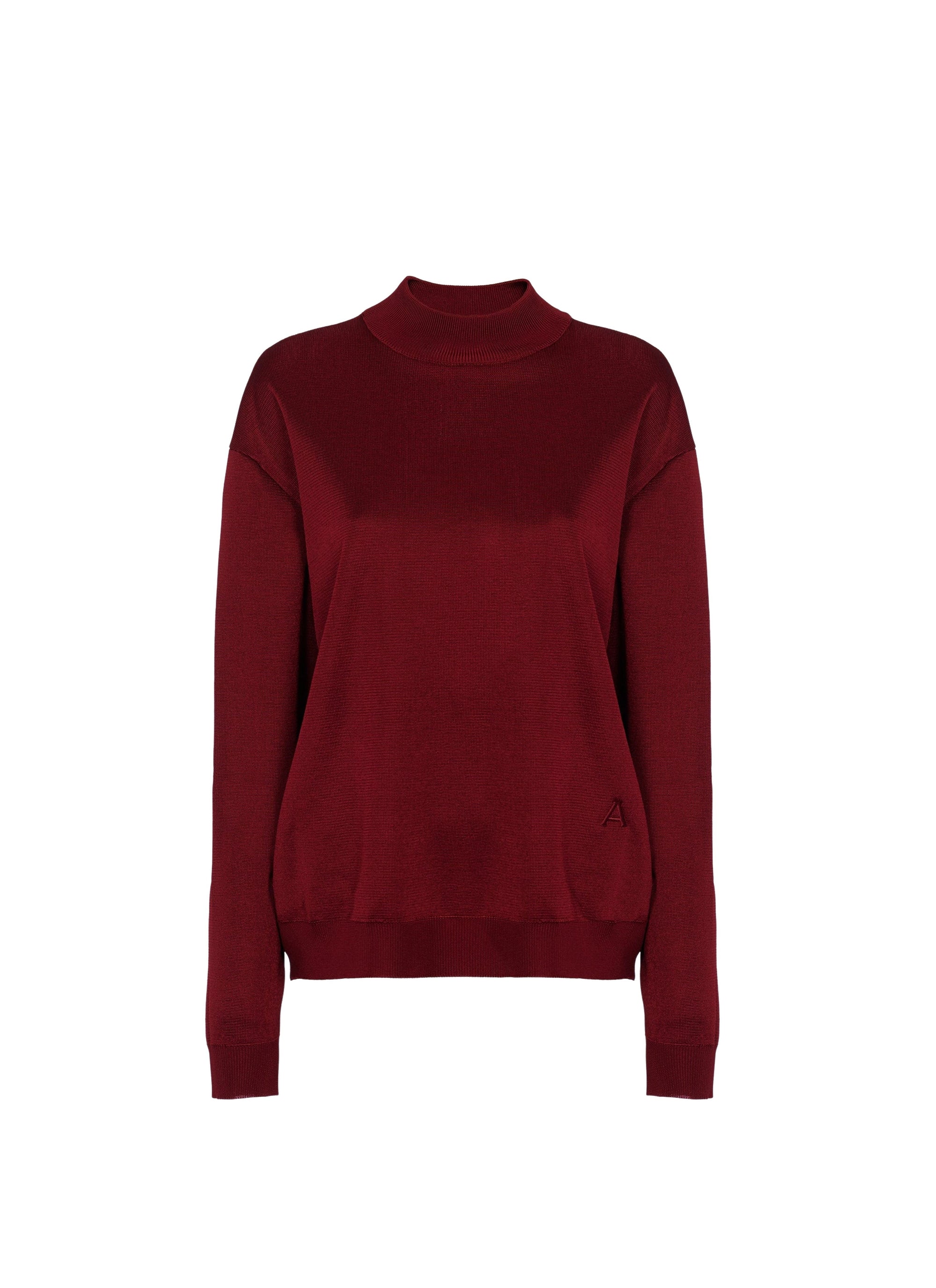 Pull à col roulé brillant - Bordeaux