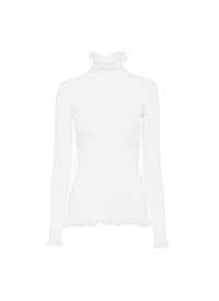 Pull Ruffle Crino à col montant - Blanc Optique