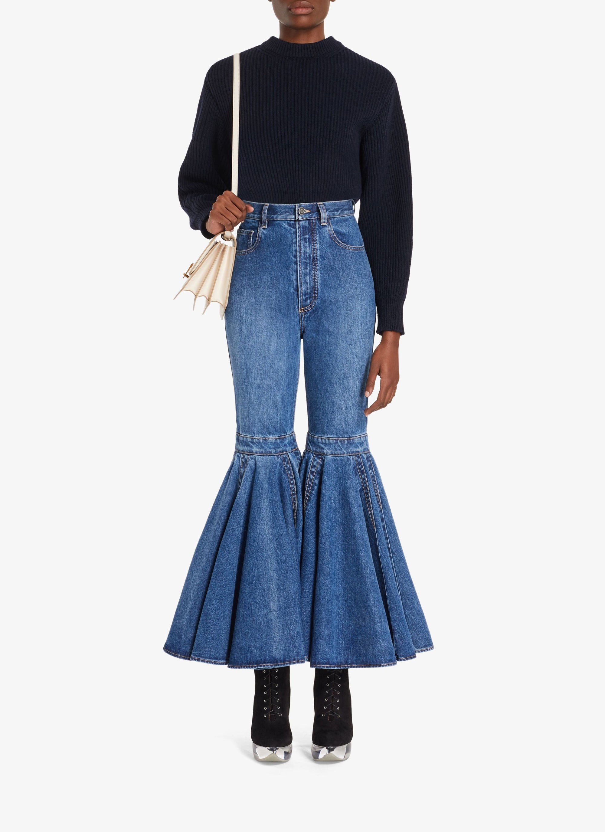 English ribbed jumper in wool and cashmere - Navy