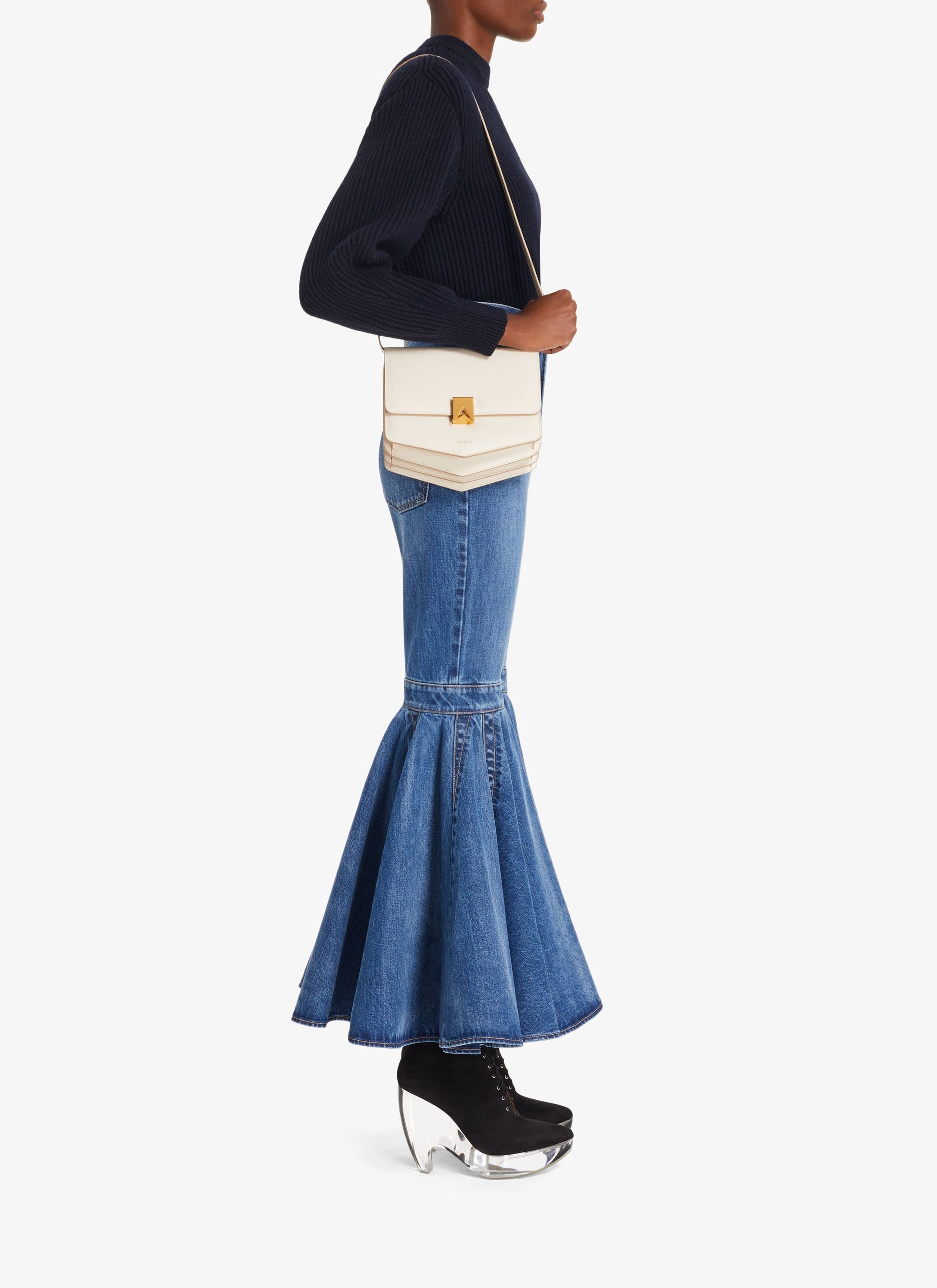 English ribbed jumper in wool and cashmere - Navy