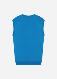 Pull col V sans manches - Bleu
