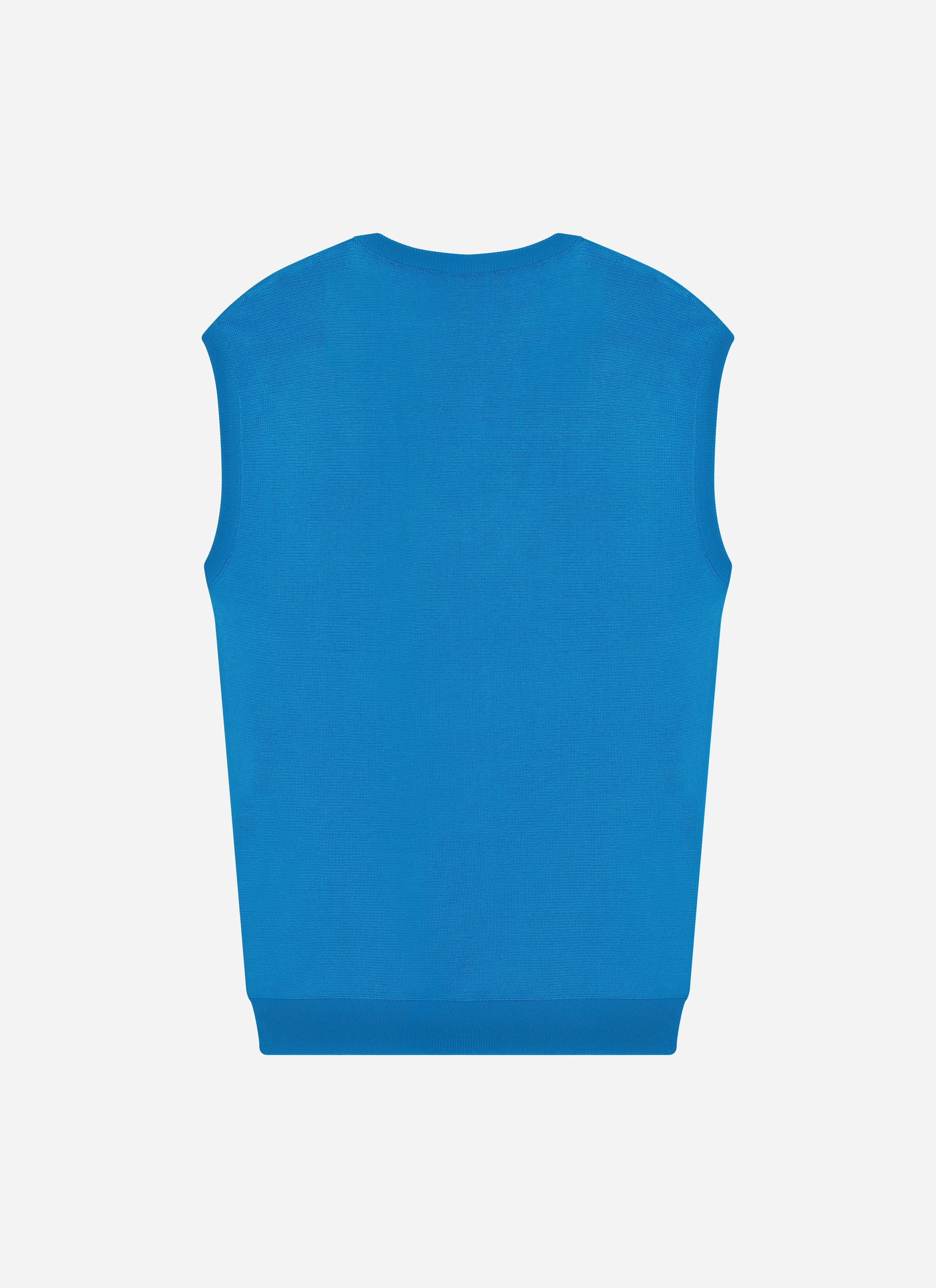 Pull col V sans manches - Bleu