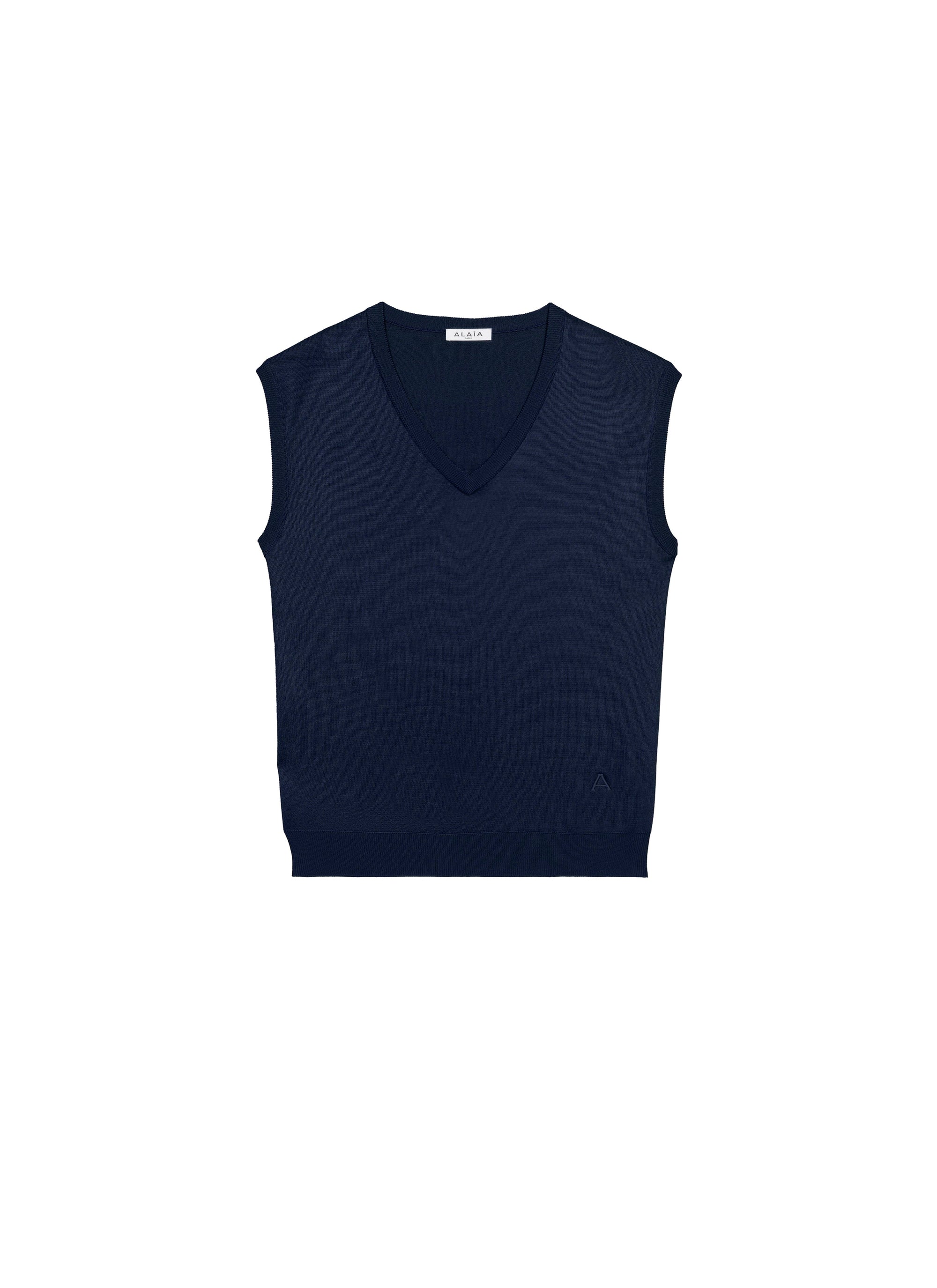 Sleeveless V-neck Sweater - Navy