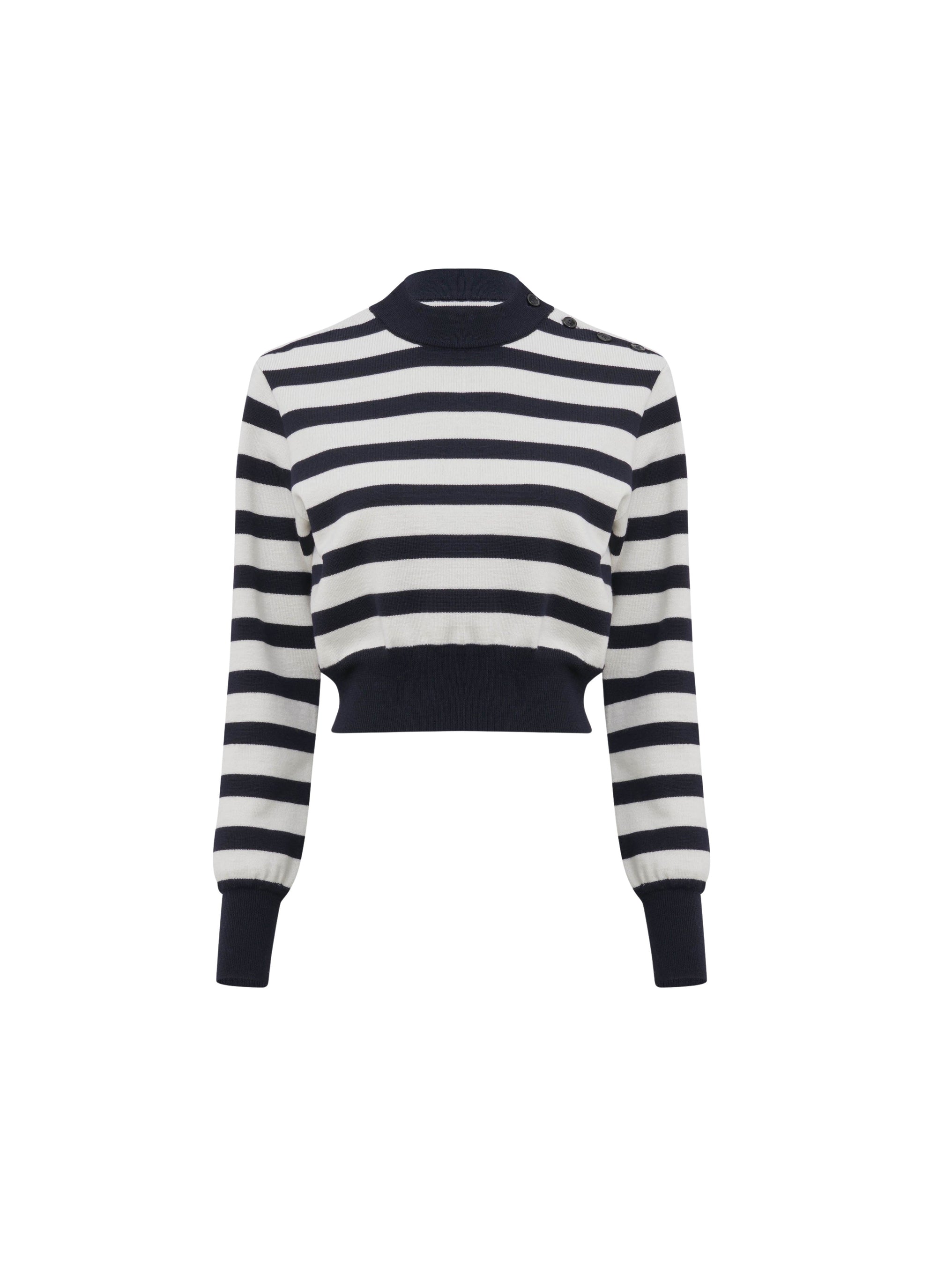 Striped wool jumper - Navy & Ivory