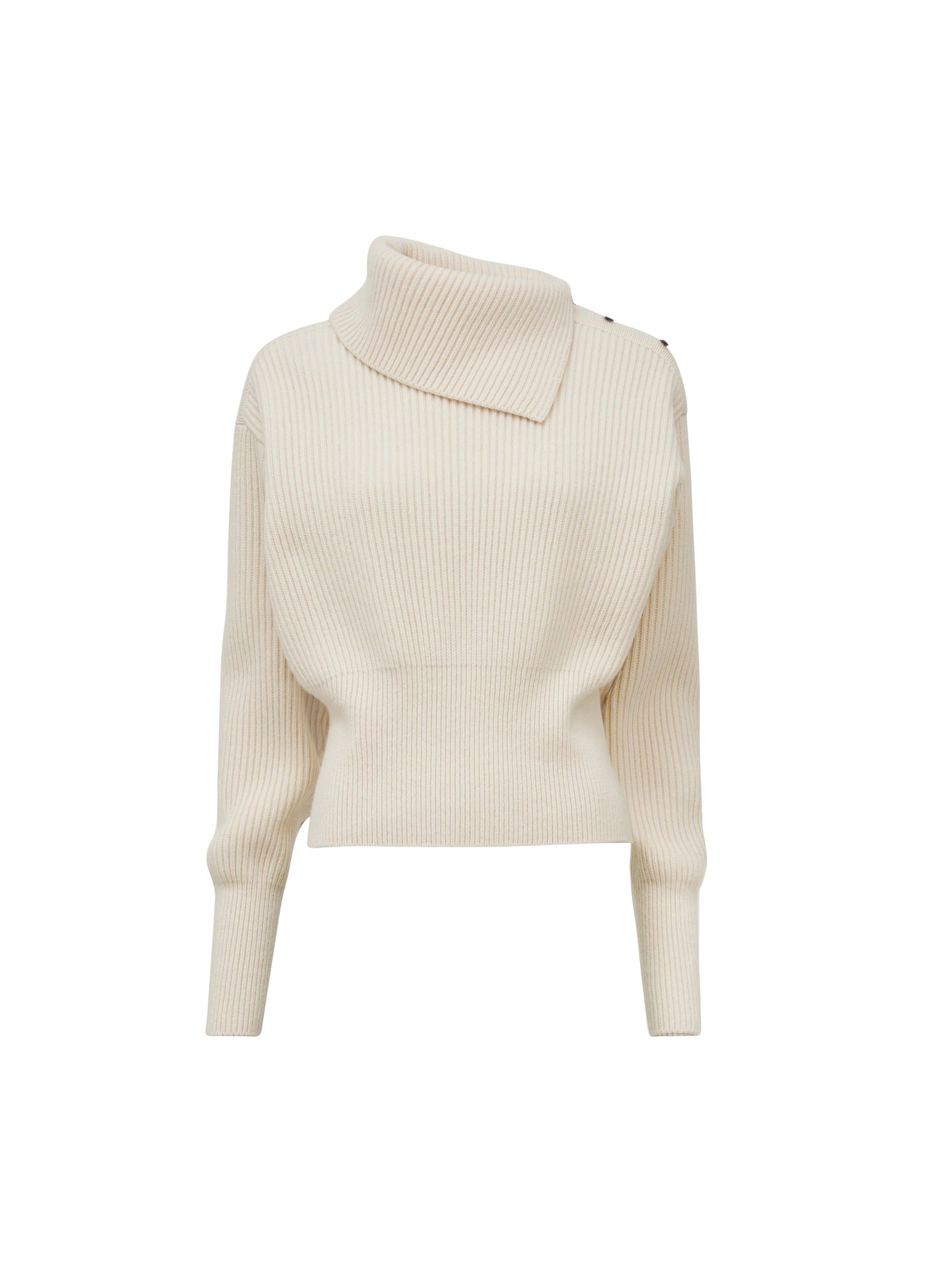 Wool and cashmere ribbed jumper - Natural
