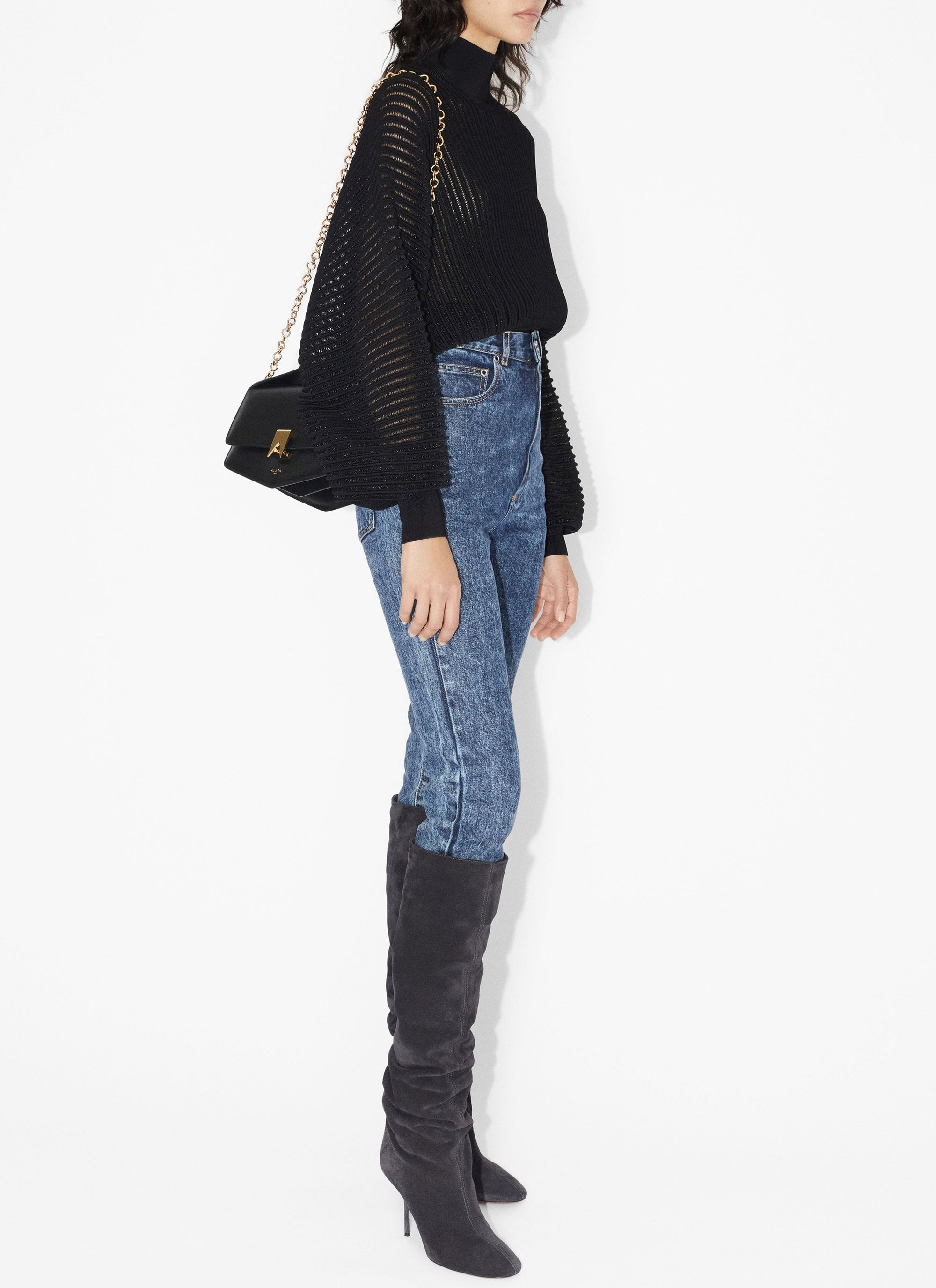 Pull en transparence en dentelle - Noir Alaïa
