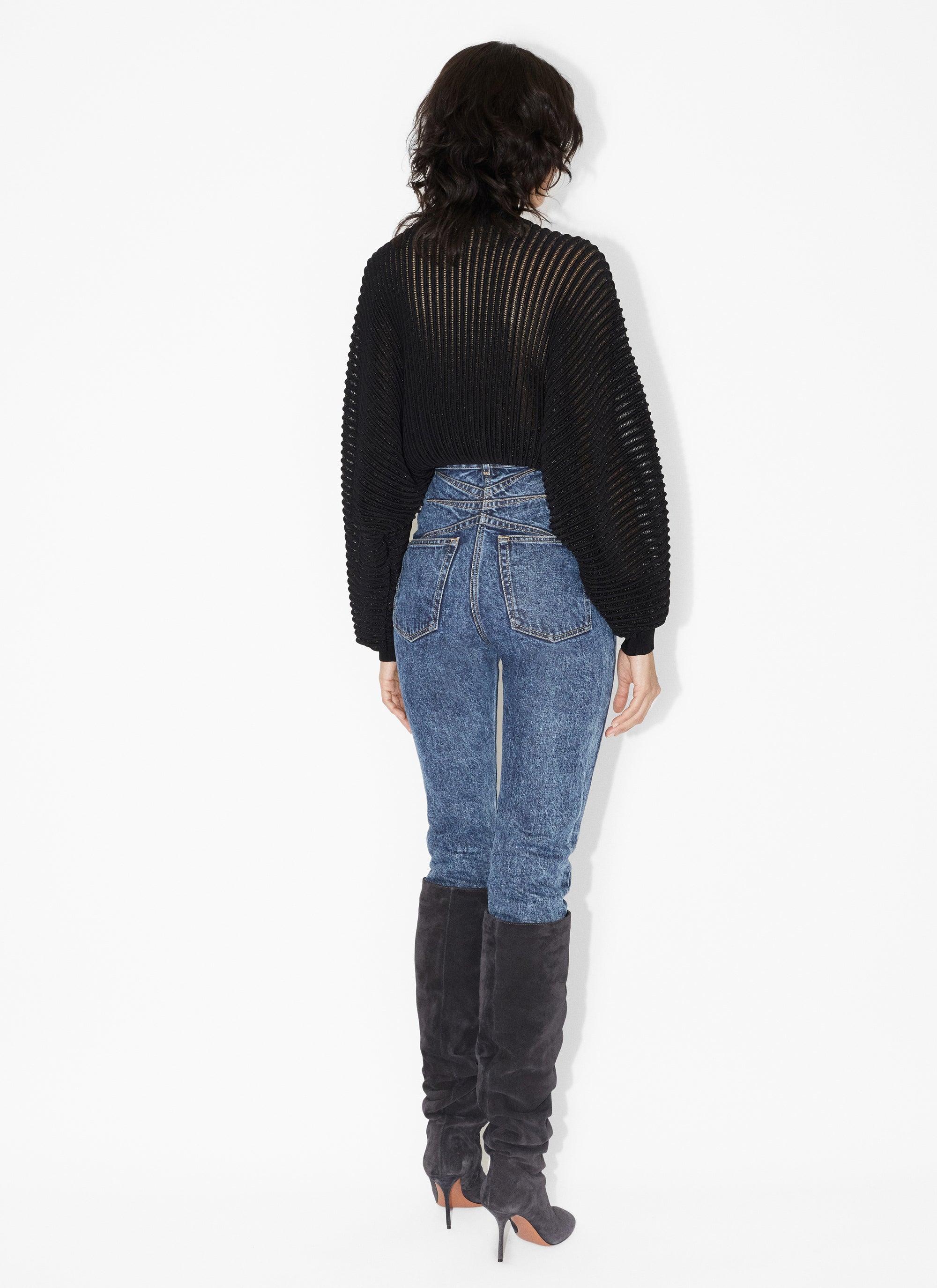 Pull en transparence en dentelle - Noir Alaïa