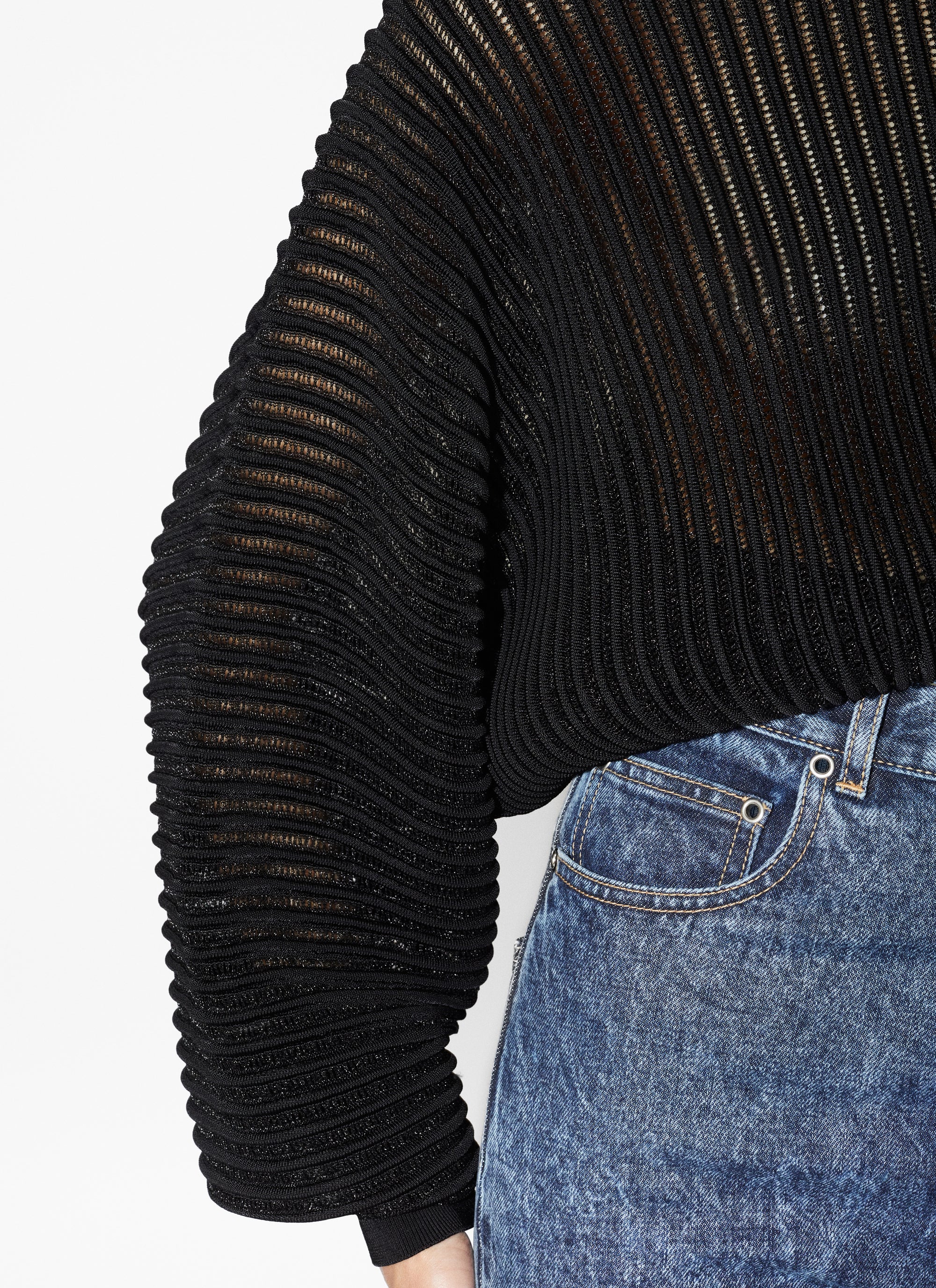 Pull en transparence en dentelle - Noir Alaïa