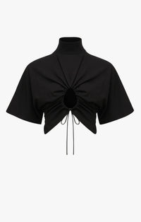 Pull à volants en laine - Noir Alaïa