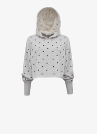 Sweat à œillets en coton polaire - Gris chiné