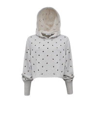 Sweat à œillets en coton polaire - Gris chiné