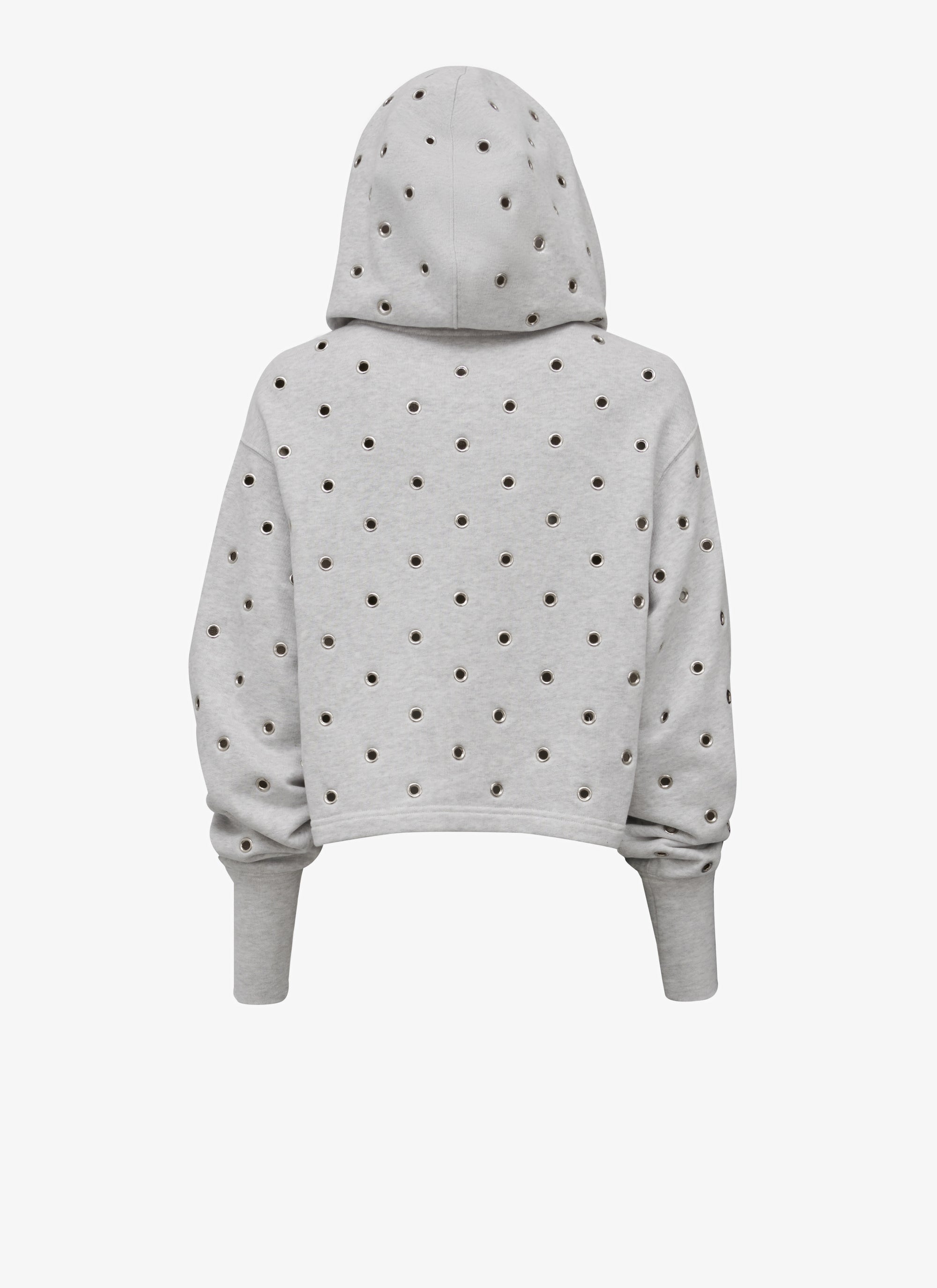 Sweat à œillets en coton polaire - Gris chiné