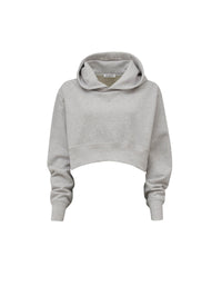 Hoodie, short, fleece - Heather grey