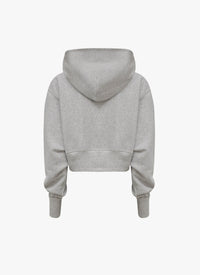 Hoodie, short, fleece - Heather grey