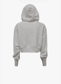 Hoodie, short, fleece - Heather grey