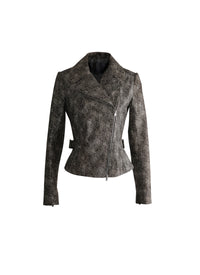 Veste Biker en cuir - Noir & Ivoire