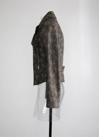 Veste Biker en cuir - Noir & Ivoire