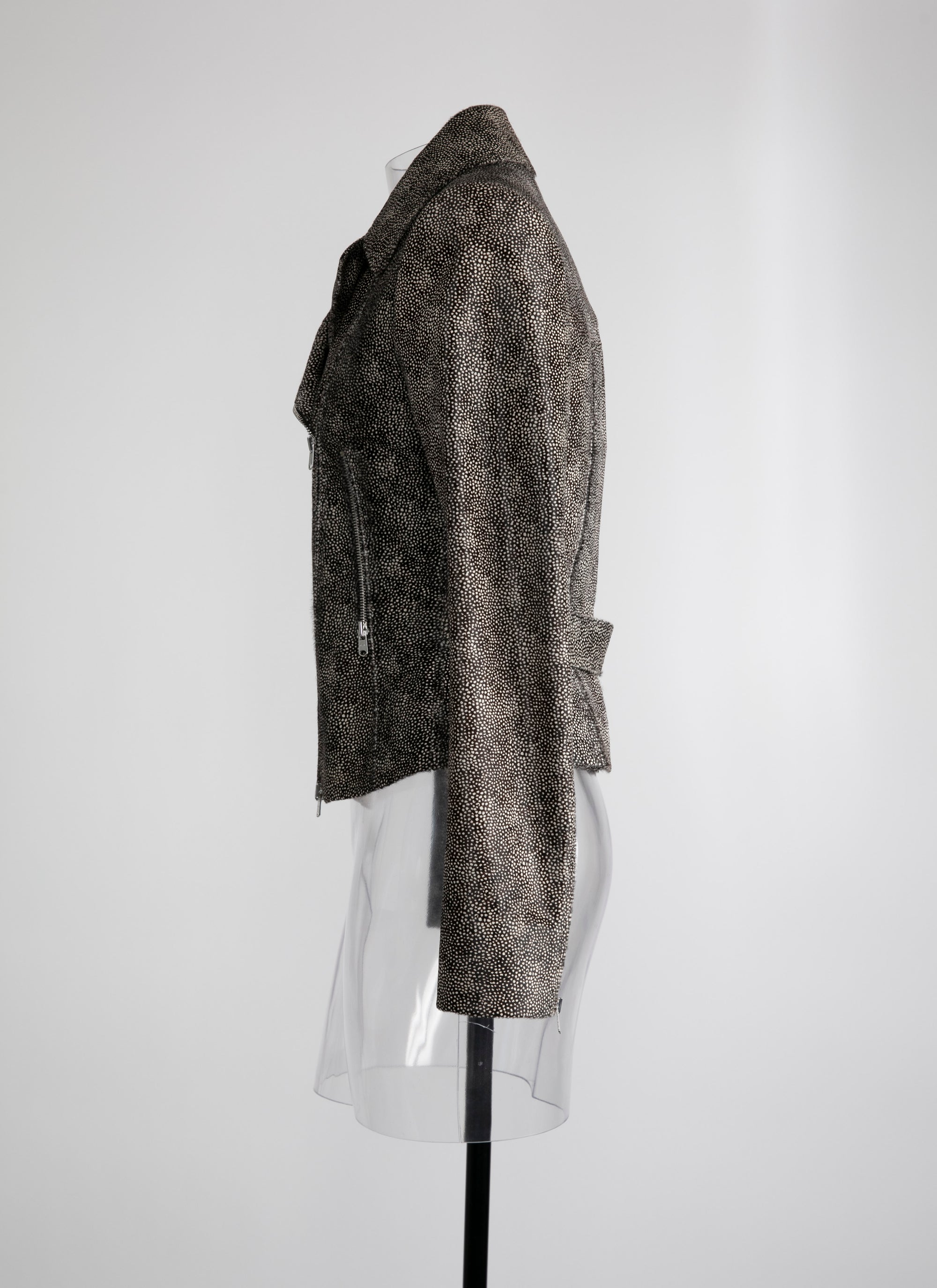 Veste Biker en cuir - Noir & Ivoire
