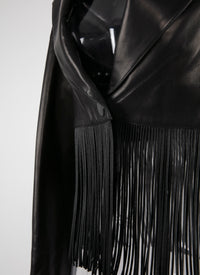 Veste à franges en cuir - Noir