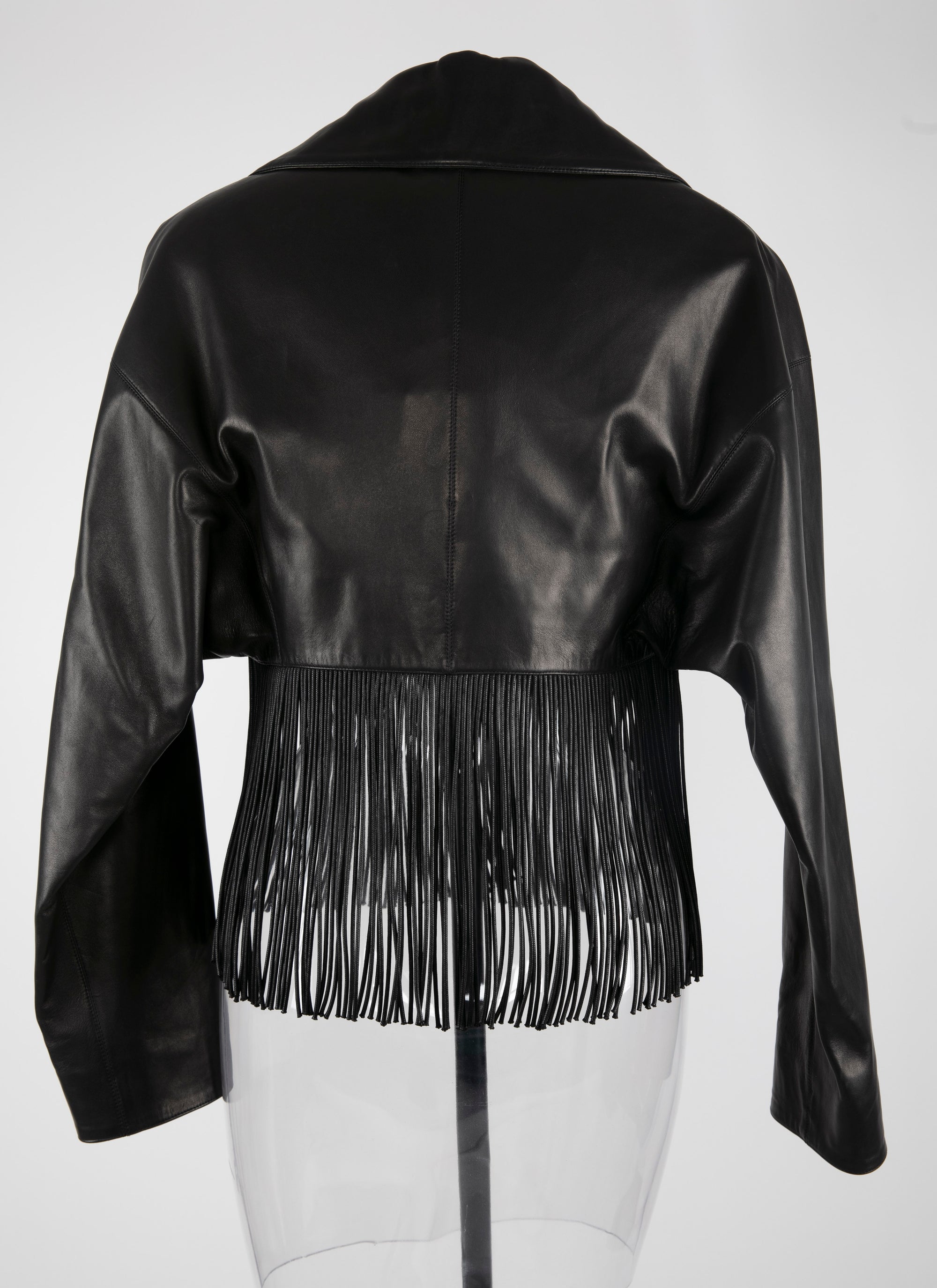 Veste à franges en cuir - Noir