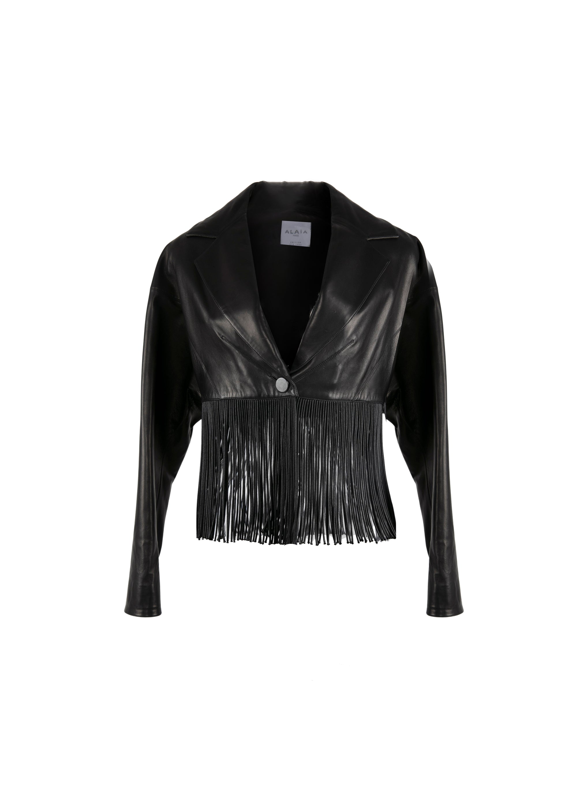 Veste à franges en cuir - Noir
