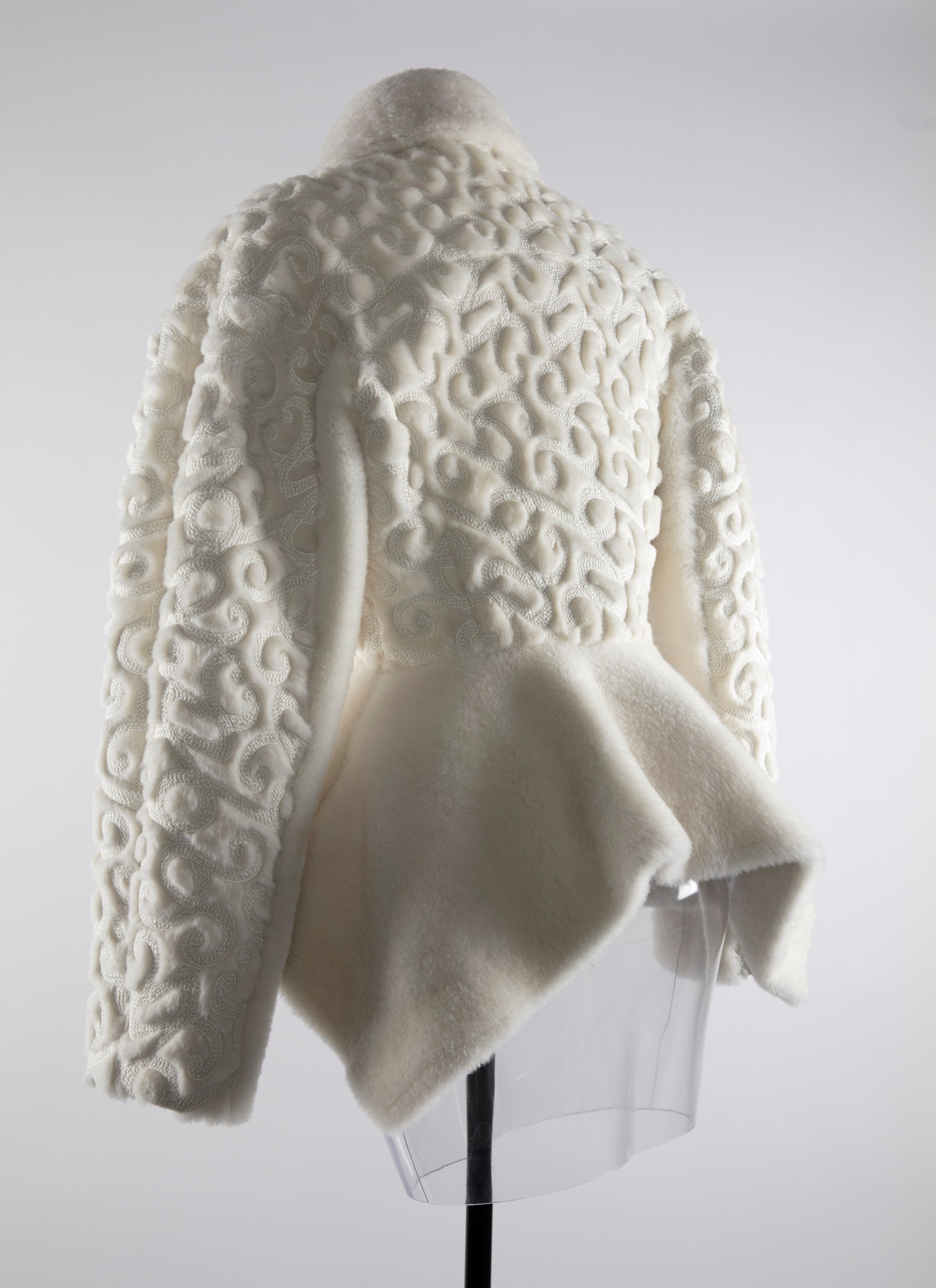 Veste regular en cuir - Blanc Cassé