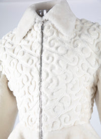 Veste regular en cuir - Blanc Cassé
