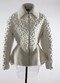 Veste regular en cuir - Blanc Cassé