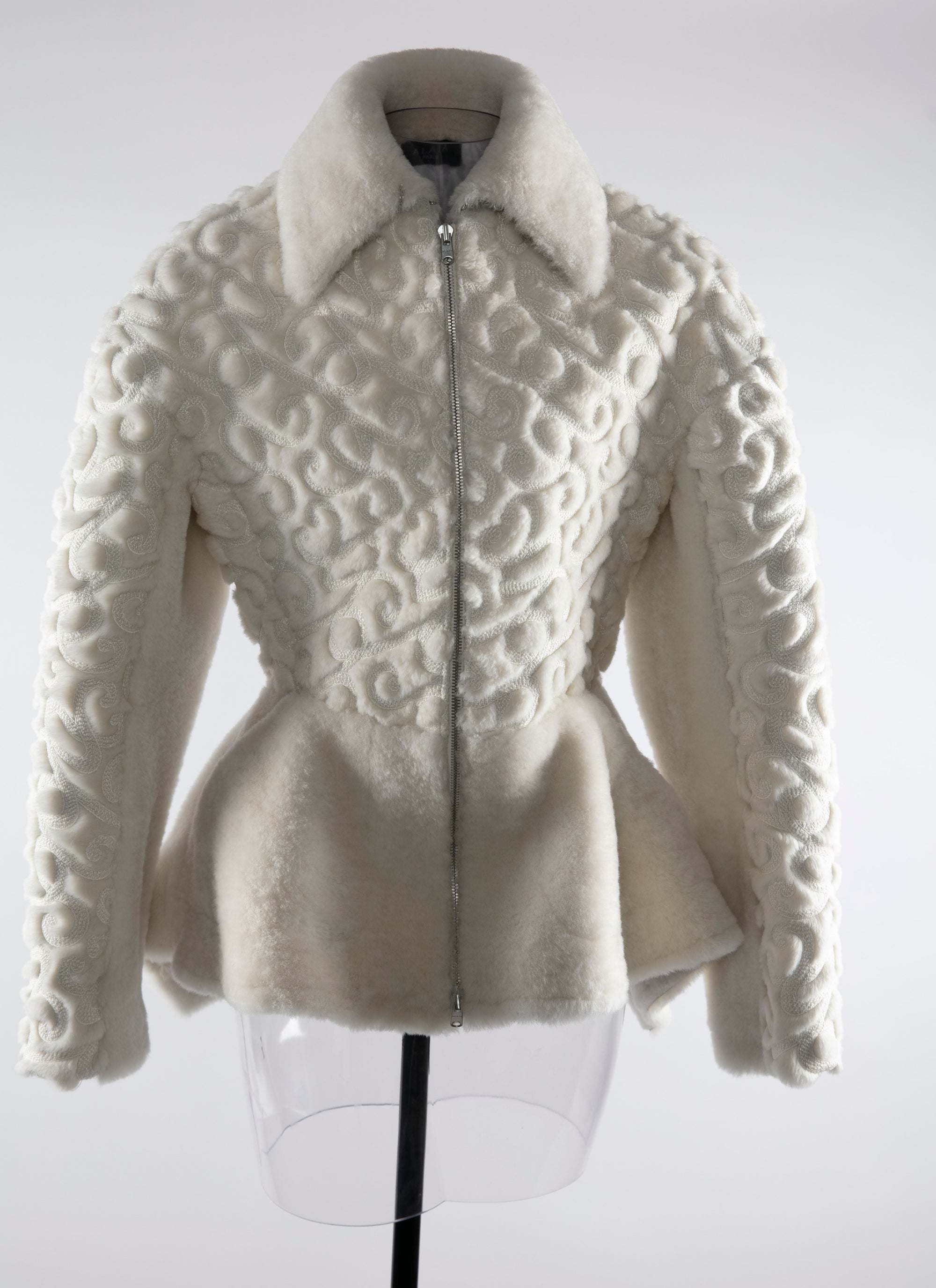 Veste regular en cuir - Blanc Cassé