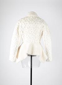 Veste regular en cuir - Blanc Cassé