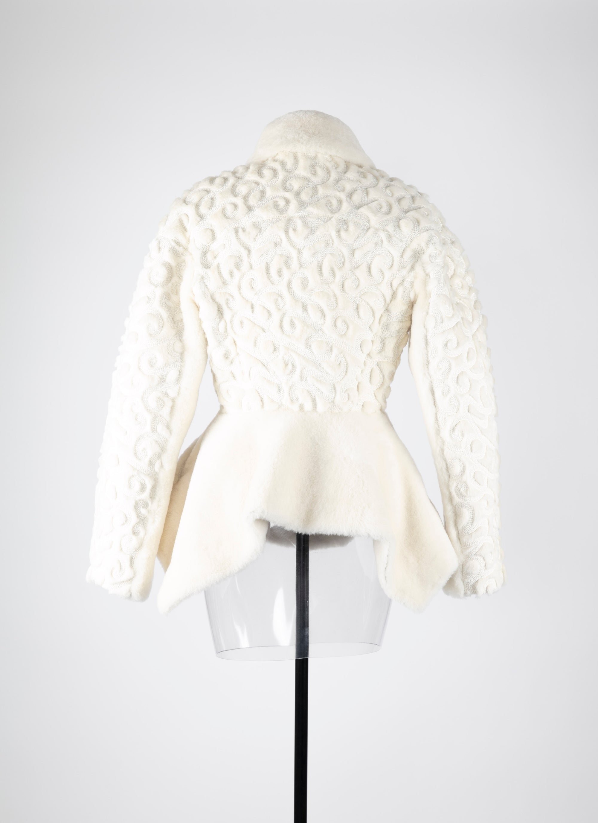 Veste regular en cuir - Blanc Cassé