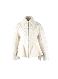 Veste regular en cuir - Blanc Cassé