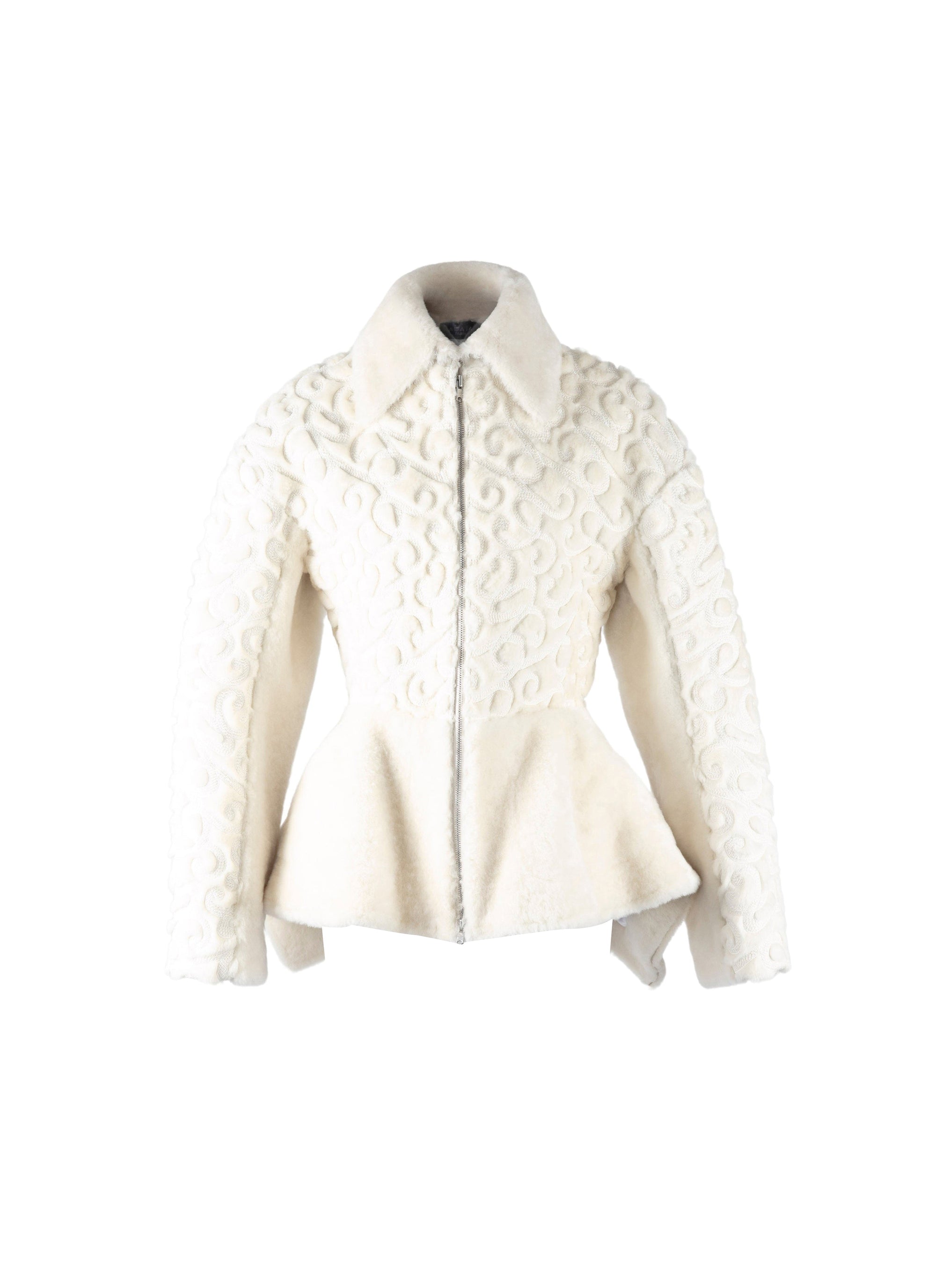 Veste regular en cuir - Blanc Cassé