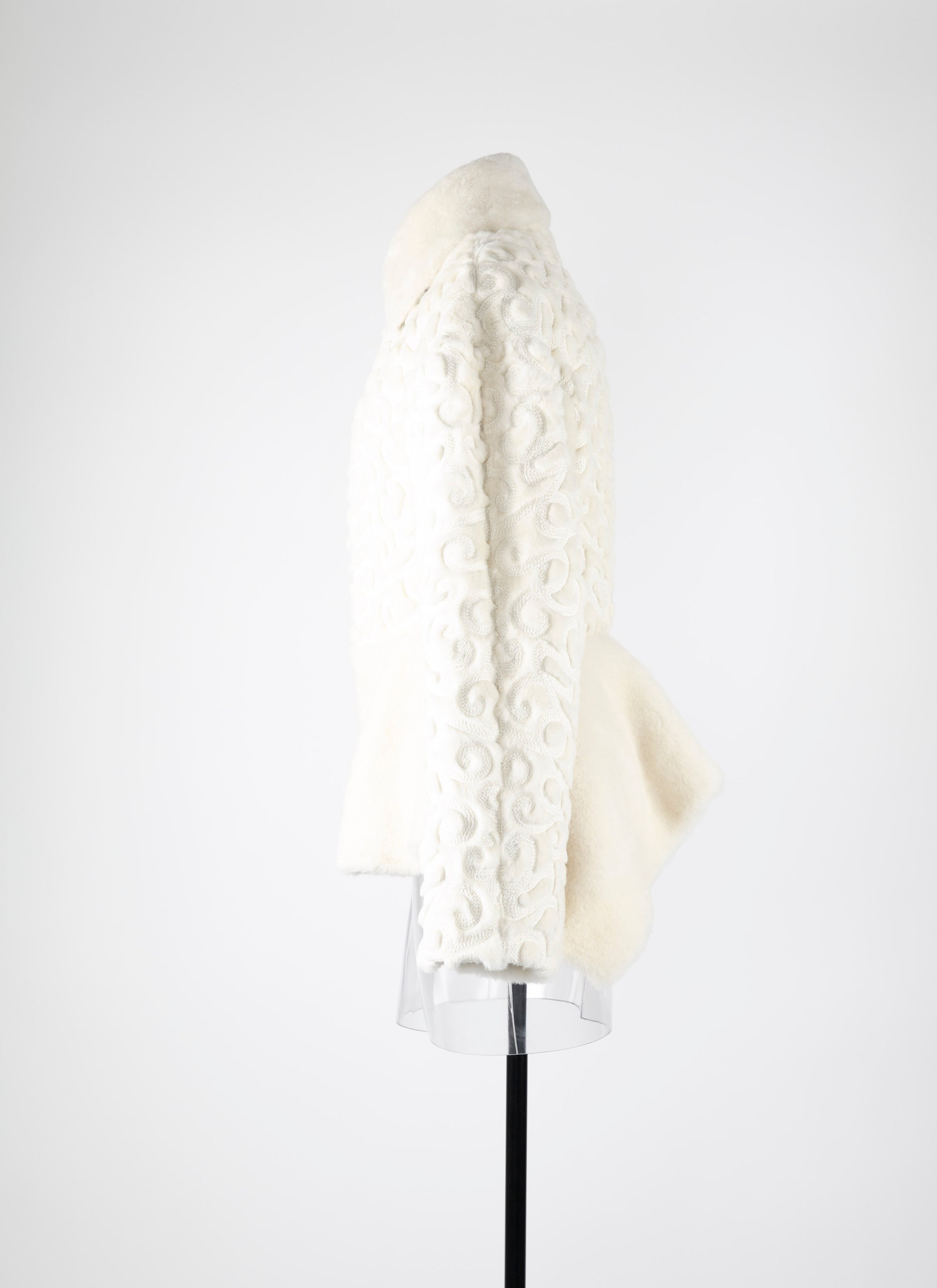 Veste regular en cuir - Blanc Cassé
