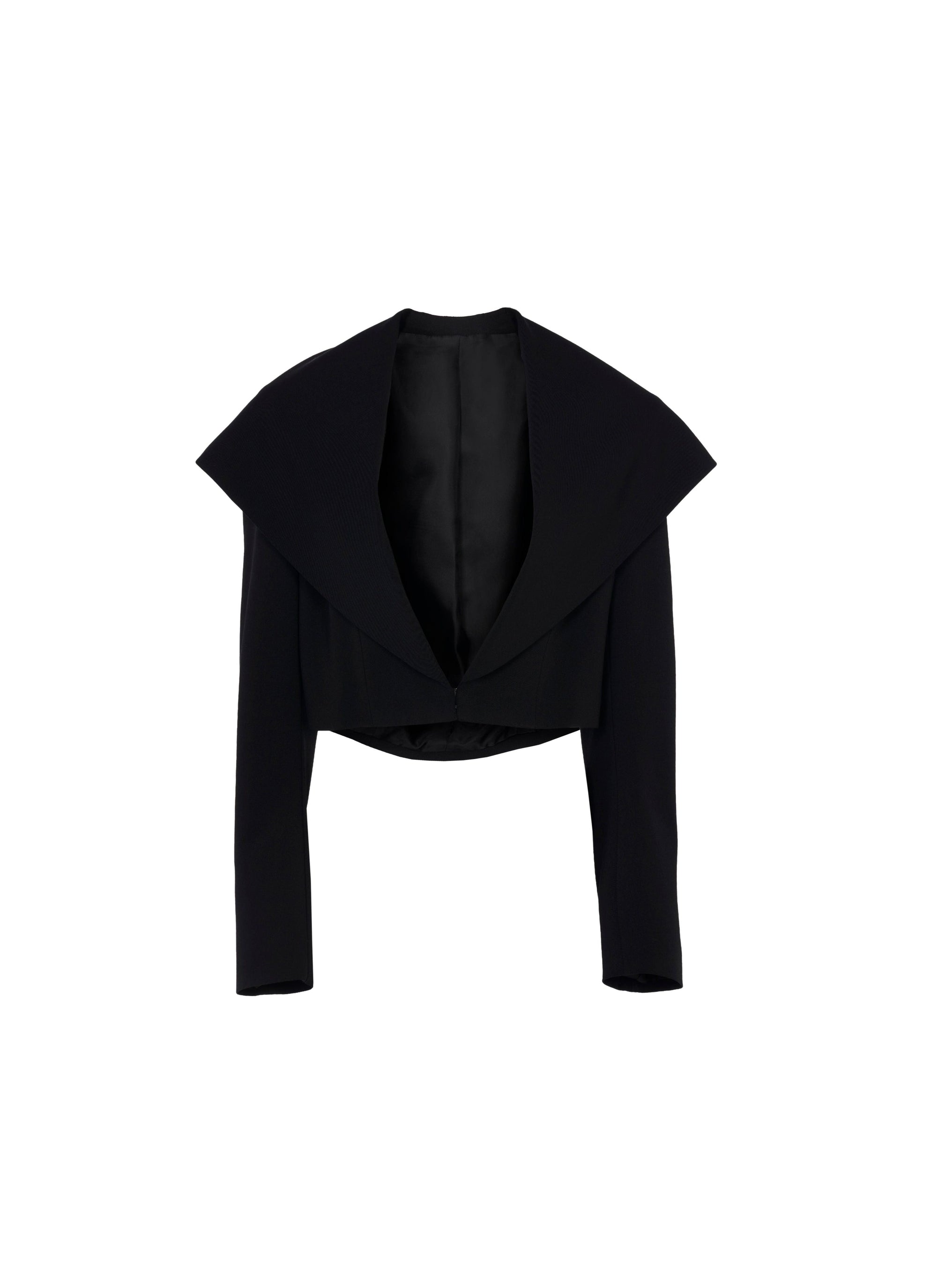 Veste à col profond et capuche en laine mélangée - Noir Alaïa