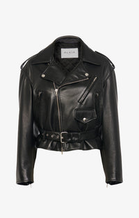 Veste biker en cuir - Noir Alaïa